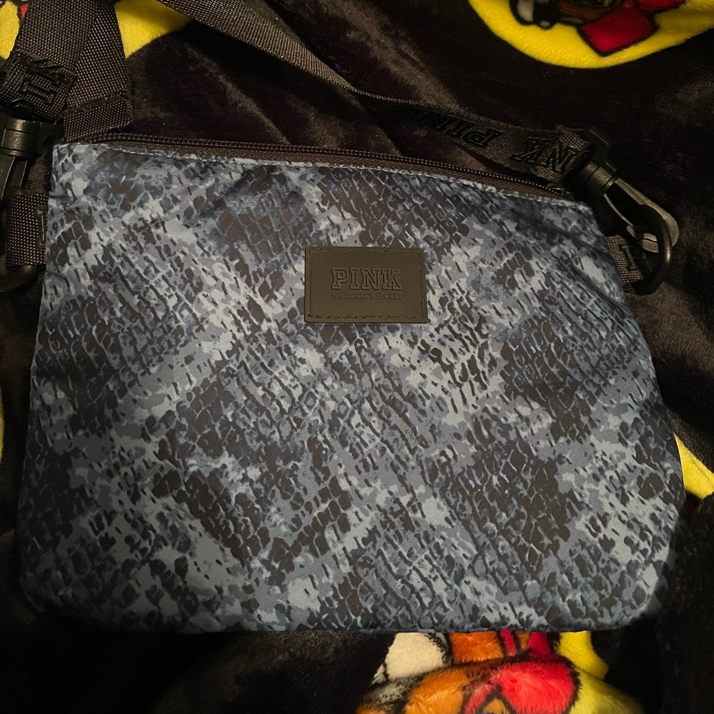 Victoria's Secret PINK Grey Blue Snakeskin Animal Print Duffel Gym Bag
